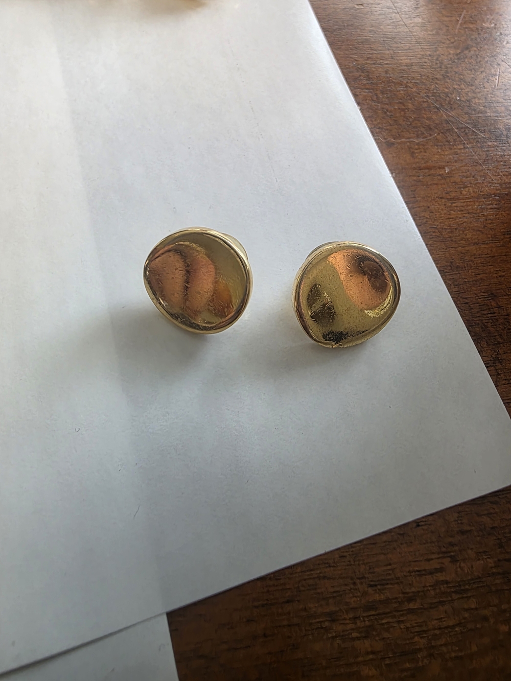Vintage Gold Organic Disc Post Earrings